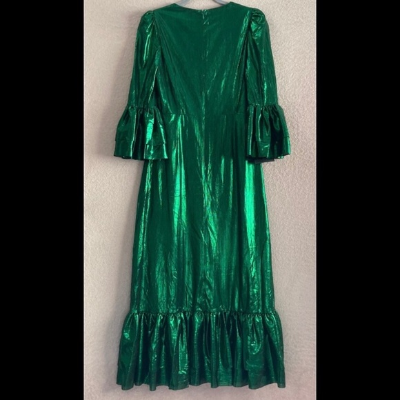 Pomander Place Lilith Dress-Emerald Green Crinkle Lurex-Women’s S & M-Formal-NEW - Picture 5 of 16